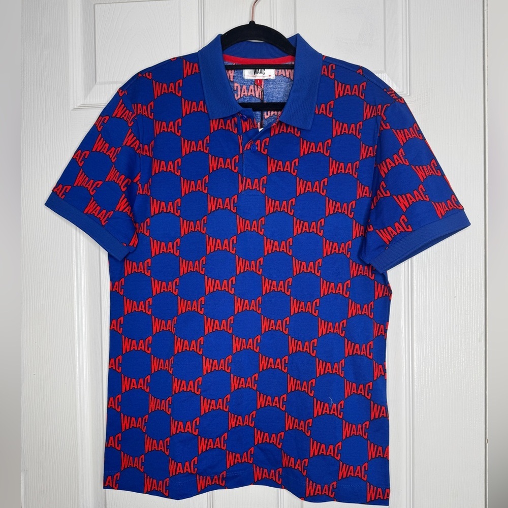 WAAC Men’s‎ Red/Blue Logo Golf Polo Size 1